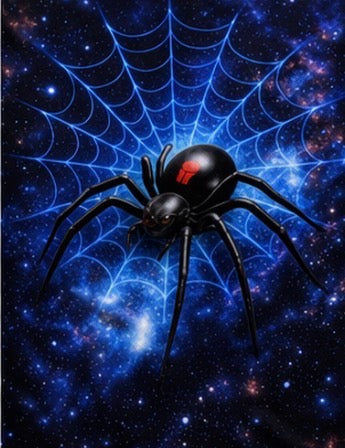 🕷️ Cosmic Black Widow Spider T-Shirt – Galaxy Web Graphic Tee