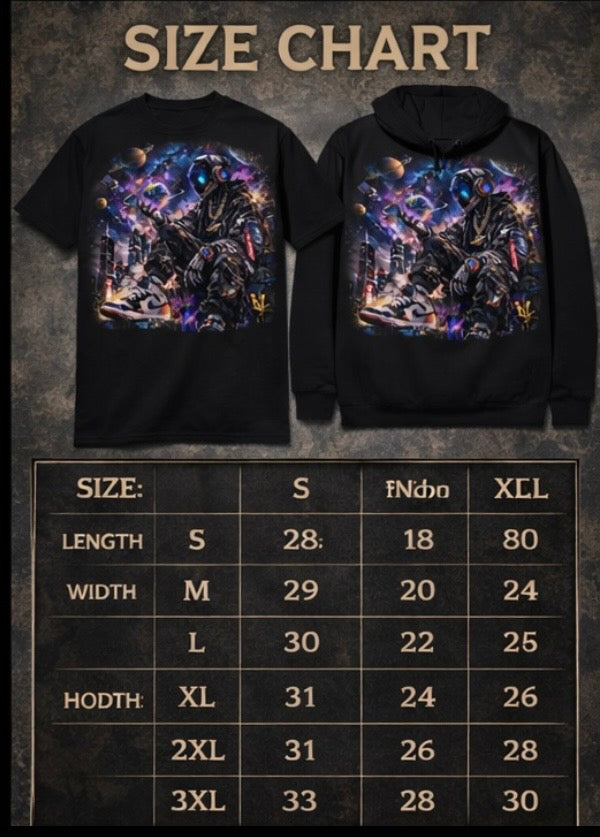 Futuristic Galaxy Robot Streetwear Graphic T-Shirt | Cyberpunk Space Urban Fashion Tee