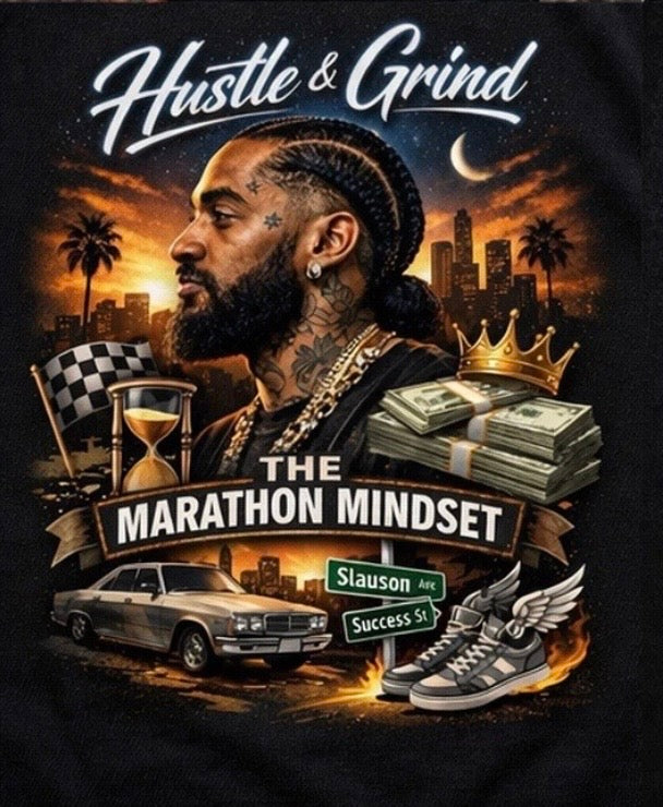 Hustle & Grind Marathon Mindset T-Shirt – Urban Streetwear Tee, Success Motivation Graphic Shirt