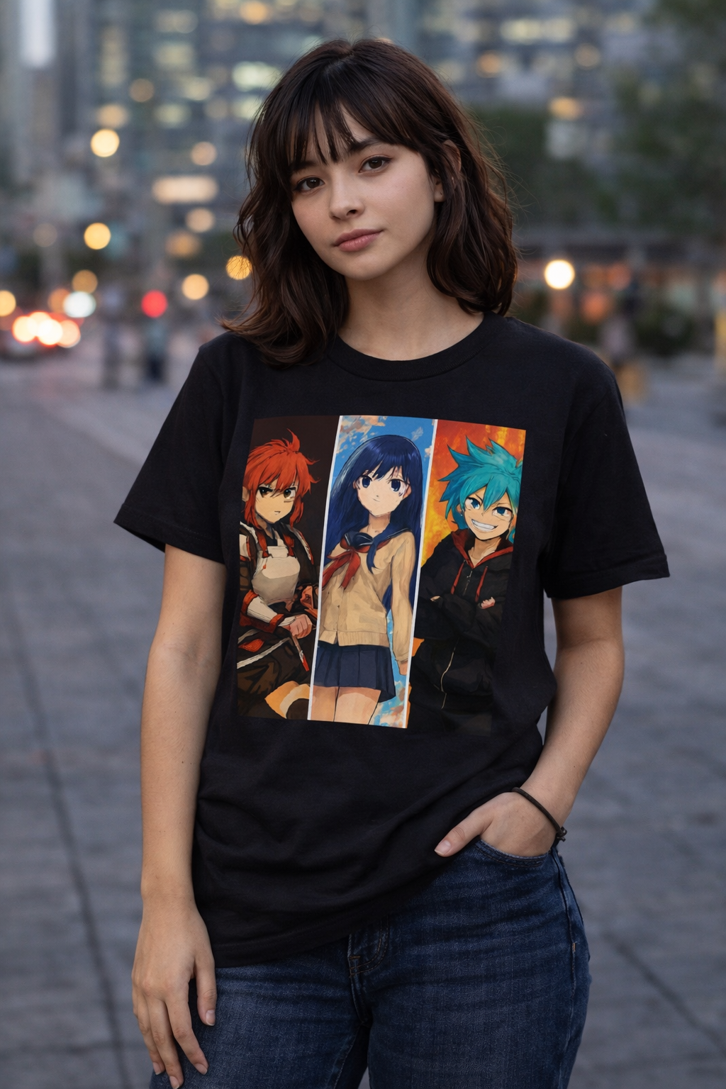 Matching Anime T-Shirt – Trio Squad Streetwear Graphic Tee