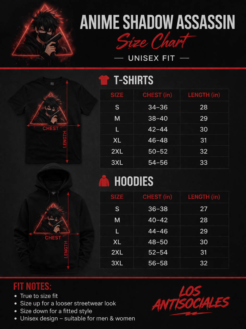 Anime Shadow Assassin Hoodie & T-Shirt – Dark Streetwear Graphic, Red Neon Masked Anime Design