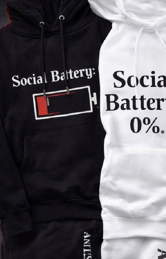 Social Battery 0% Antisocial Hoodie & Jogger Set – Streetwear Tracksuit