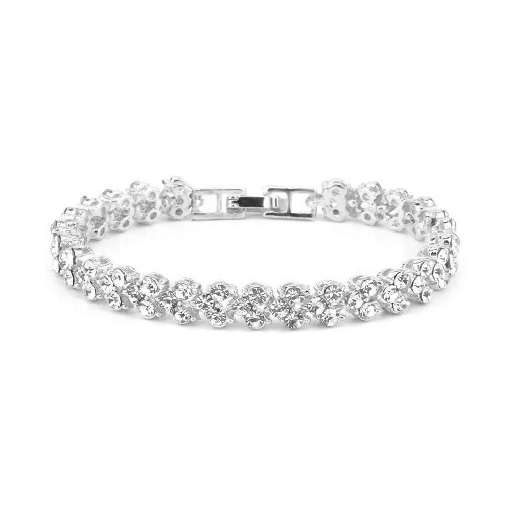 ORENTINI 18K White Gold Plated 7.5in Tripple Tennis Bracelet