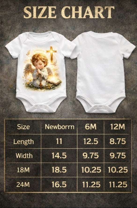 Praying Angel Christian Baby Onesie – Faith Inspired Infant Bodysuit