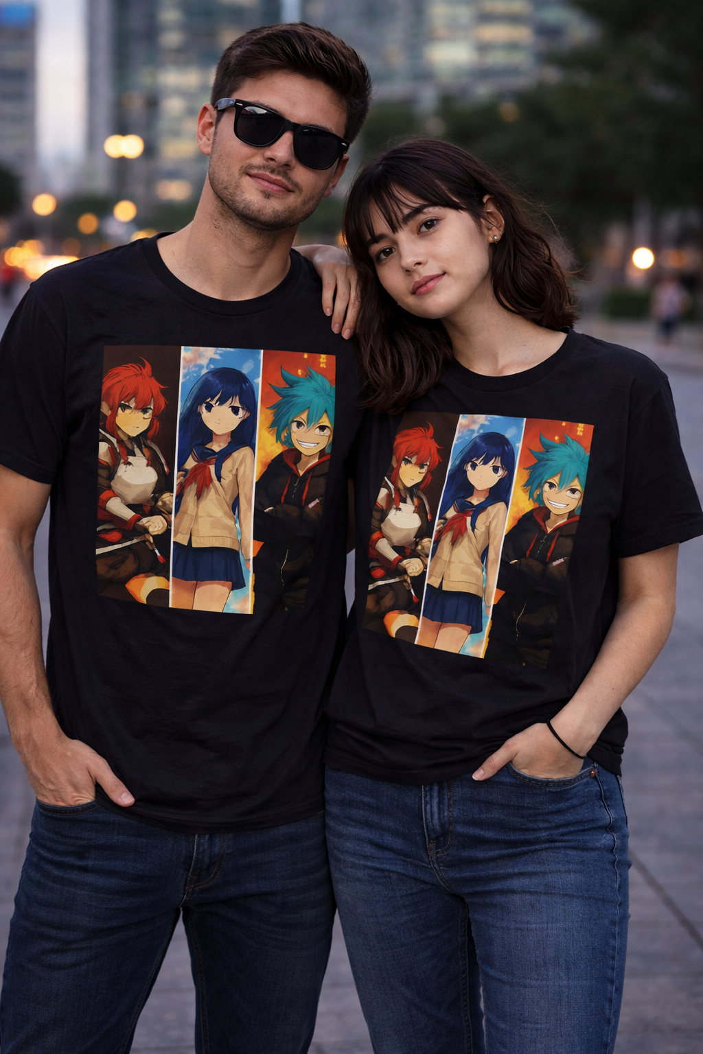 Matching Anime T-Shirt – Trio Squad Streetwear Graphic Tee