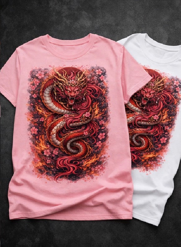 💖 FEMININE DRAGON GRAPHIC T-SHIRT – PINK EDITION 💖