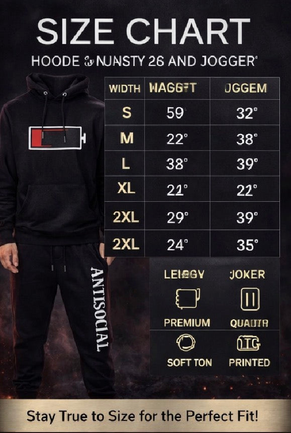 Social Battery 0% Antisocial Hoodie & Jogger Set – Streetwear Tracksuit