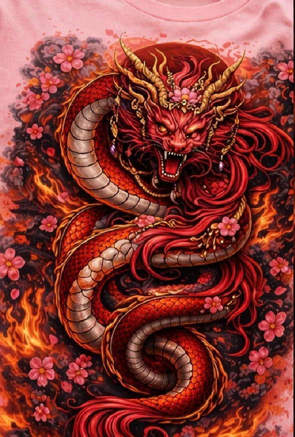 💖 FEMININE DRAGON GRAPHIC T-SHIRT – PINK EDITION 💖