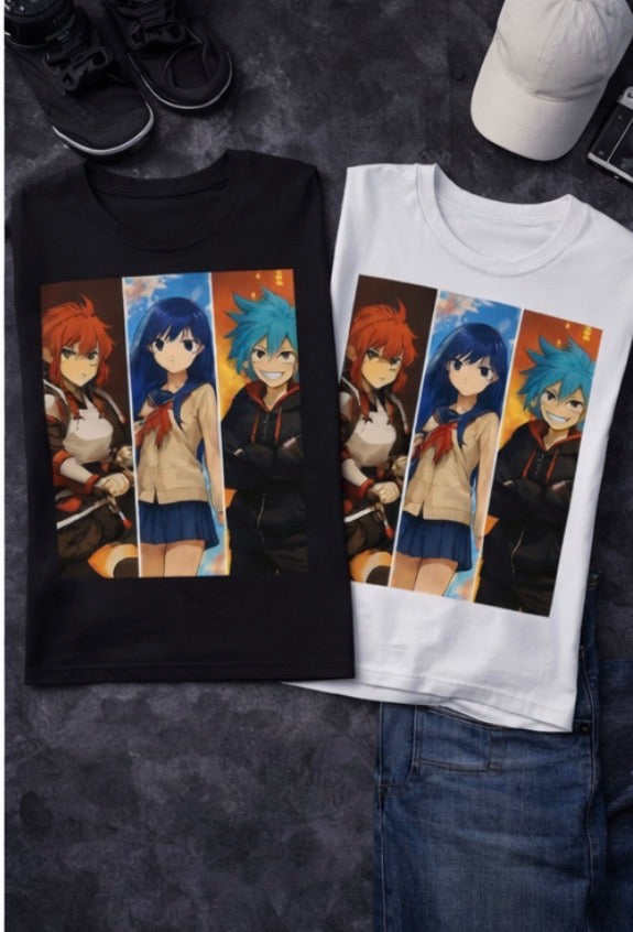 Matching Anime T-Shirt – Trio Squad Streetwear Graphic Tee