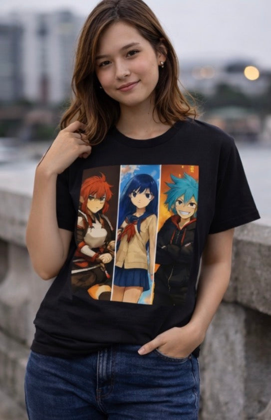 Matching Anime T-Shirt – Trio Squad Streetwear Graphic Tee